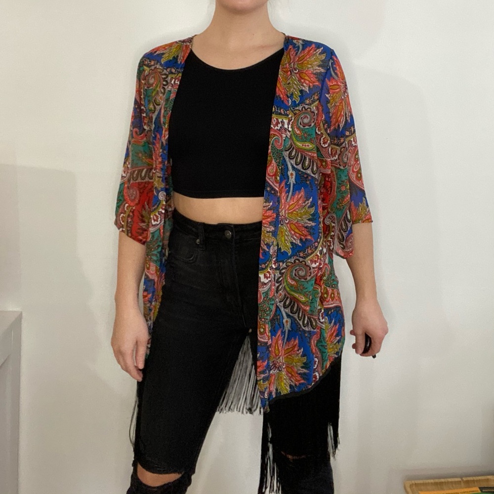 Fringed kimono